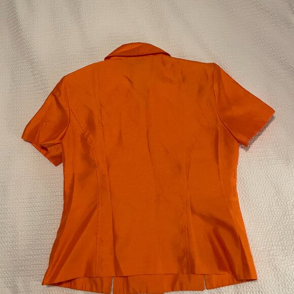 Vintage Orange Blouse 10P Sag Harbor Petite - short sleeve with shoulder pads - Picture 2 of 5